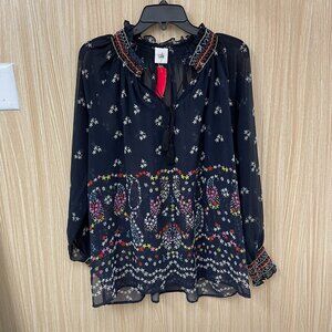 Cabi navy print top size small